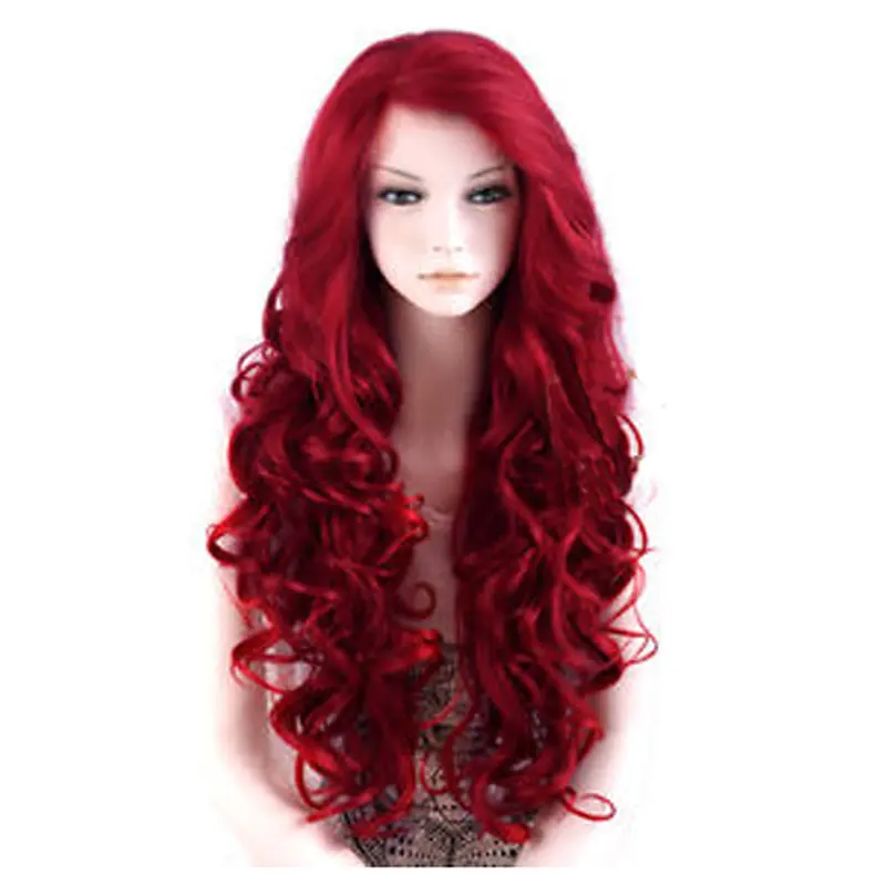 24 Inches Long Wavy Lace Front Red Synthetic Wigs