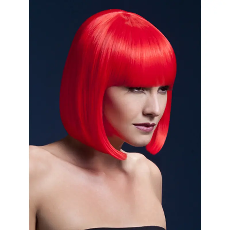 Bright Red Bobs With Neat Bangs Synthetic Wigs
