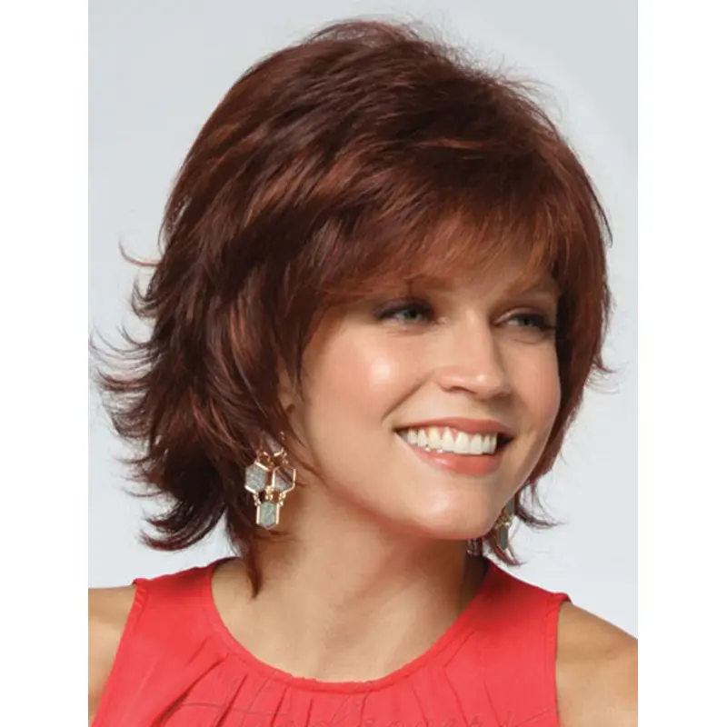 Impressive Red Wavy Chin Length Synthetic Wigs