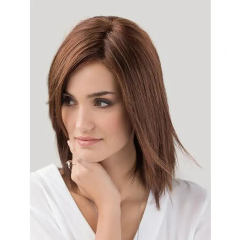 Monofilament Auburn Without Bangs 12" Women Wig Medium Length
