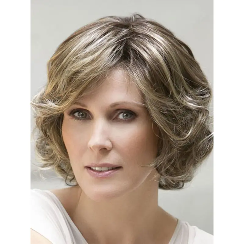 Sleek Brown Wavy Chin Length Wigs For Cancer