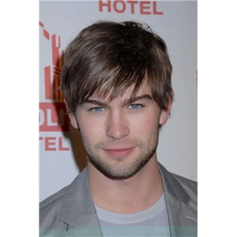 Brown Straight Remy Human Hair Trendy Men Wigs