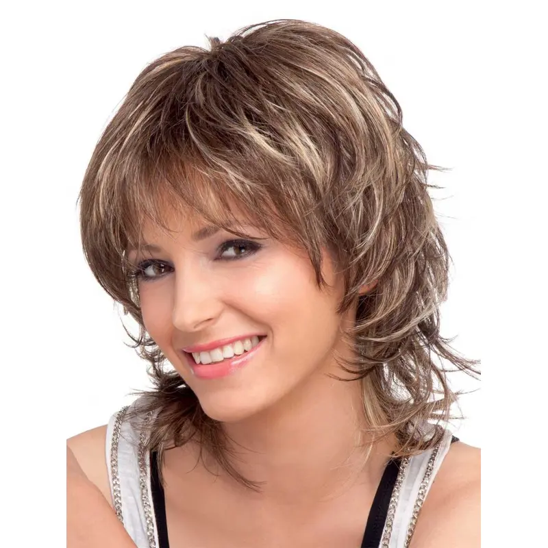 Brown Wavy Shoulder Length Synthetic Wigs