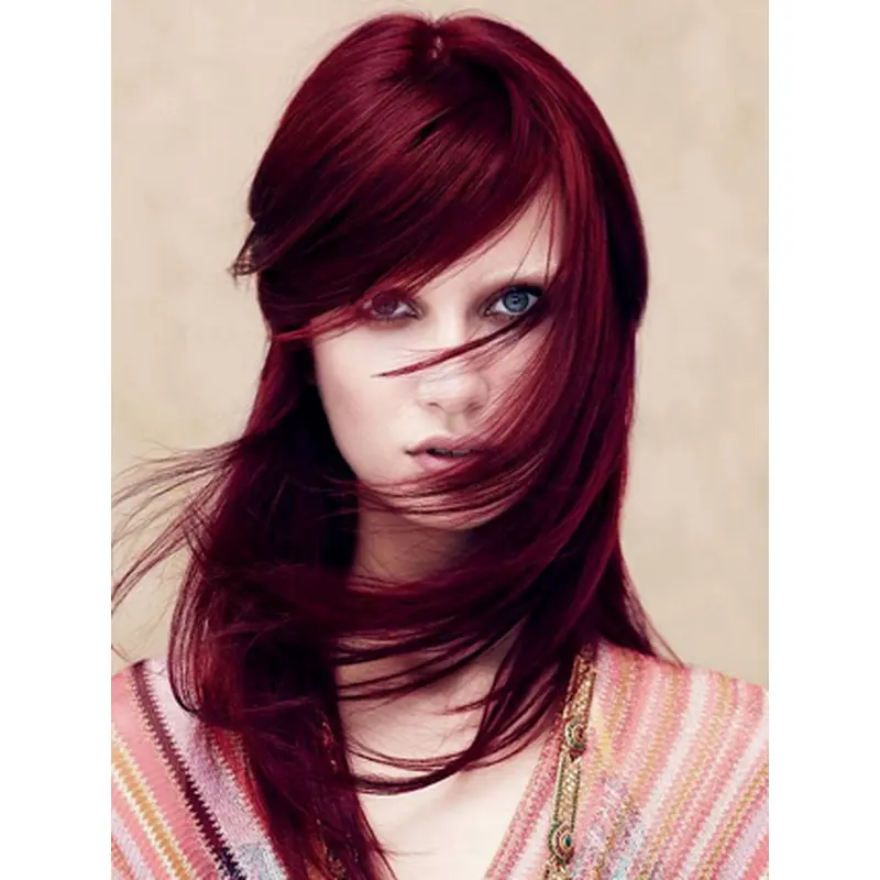 Dark Red 18 Inches Lace Front Human Wigs