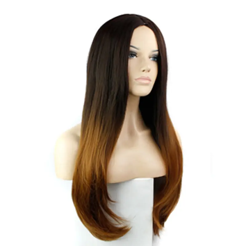 24 Inch Straight Without Bangs With Bangs Lace Front 100% Remy Hair Ombre Wigs
