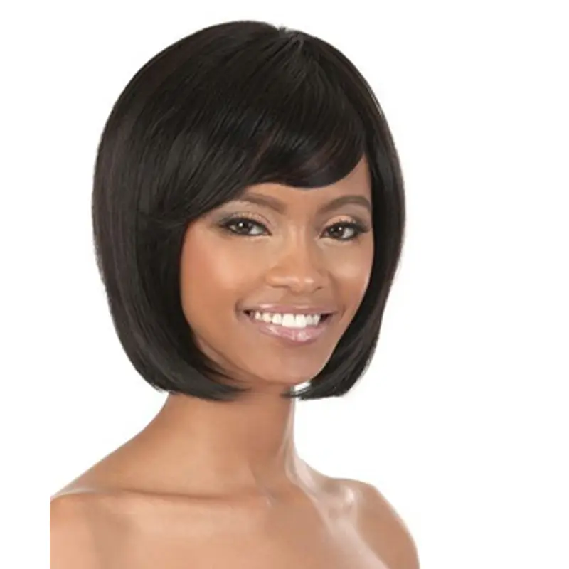 Elegant Black Straight Chin Length African American Wigs