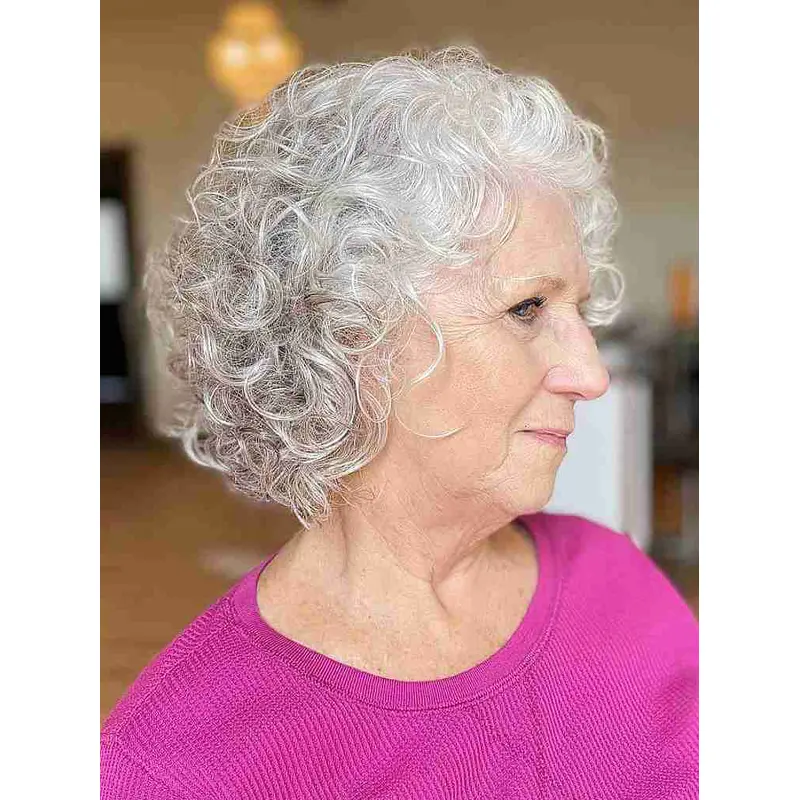 Grey Hair Bob Wig Remy Human Hair Lace Front 10" Wigs