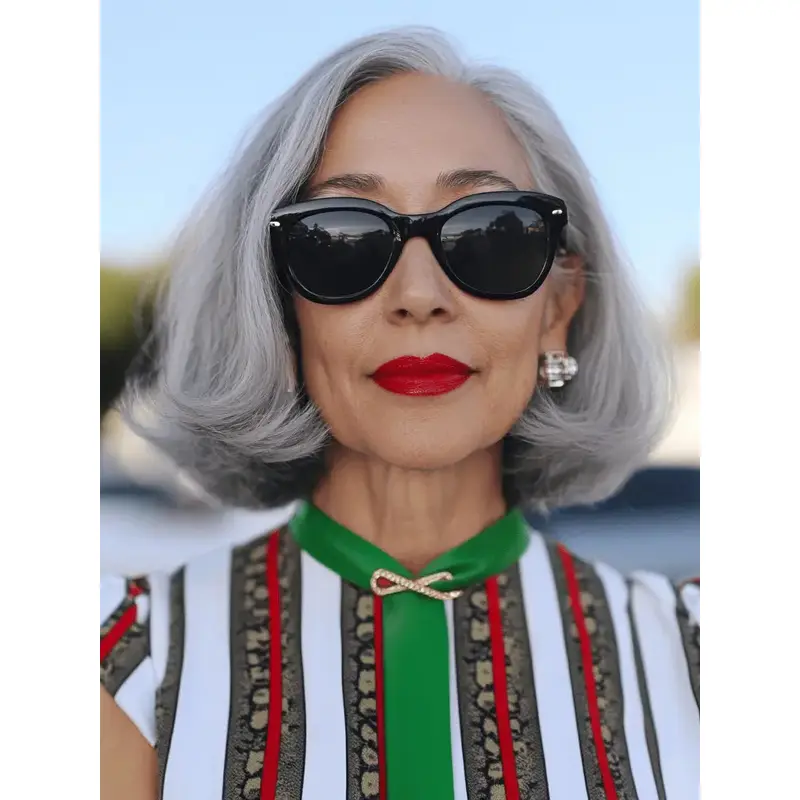 Grey Lace Front Wigs 10" Wavy Chin Length Synthetic Wigs