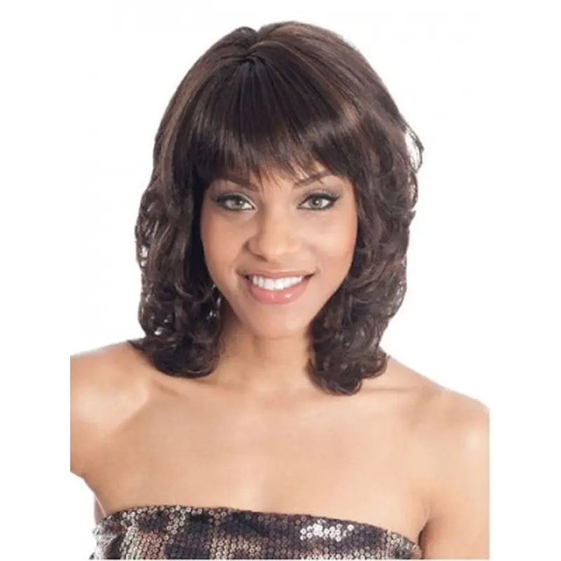 Brown Stylish Wavy Synthetic Medium Wigs