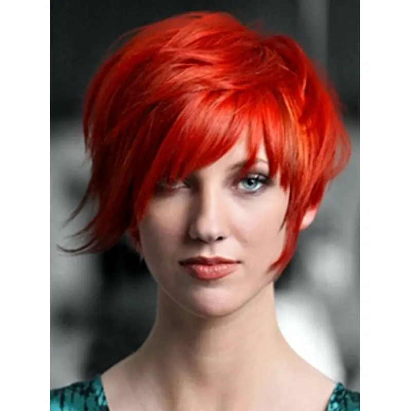 Heat Resistant Hair Red Capless Wig Short Straight