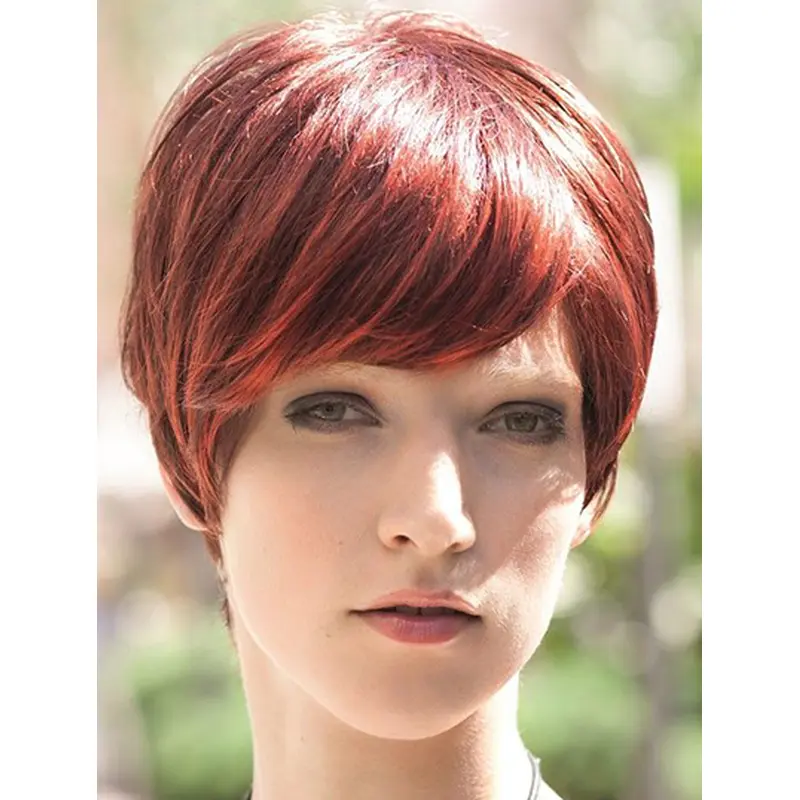 Red Affordable Boycuts Straight Short Wigs