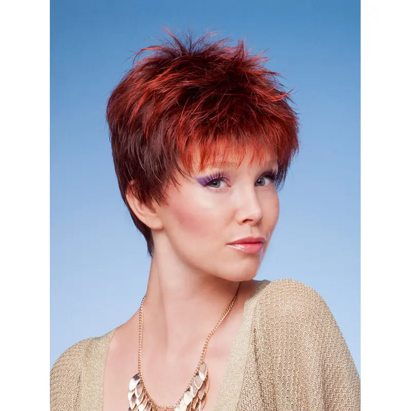 Red Convenient Boycuts Straight Short Wigs