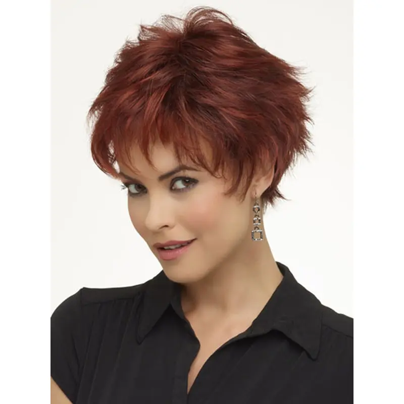 Red Fabulous Boycuts Wavy Short Wigs
