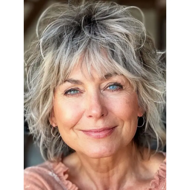 Short Hair Wigs Human Hair Grey 8" Wigs