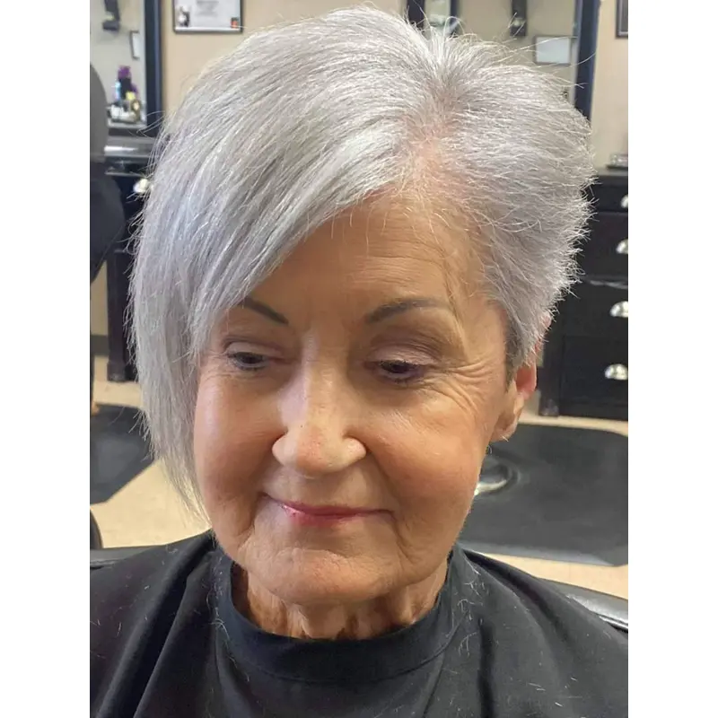 Silver Grey Human Hair Wigs Boycuts Straight Lace Front Wigs