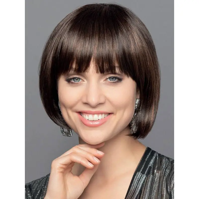Straight Brown Chin Length Synthetic Convenient Monofilament Wigs