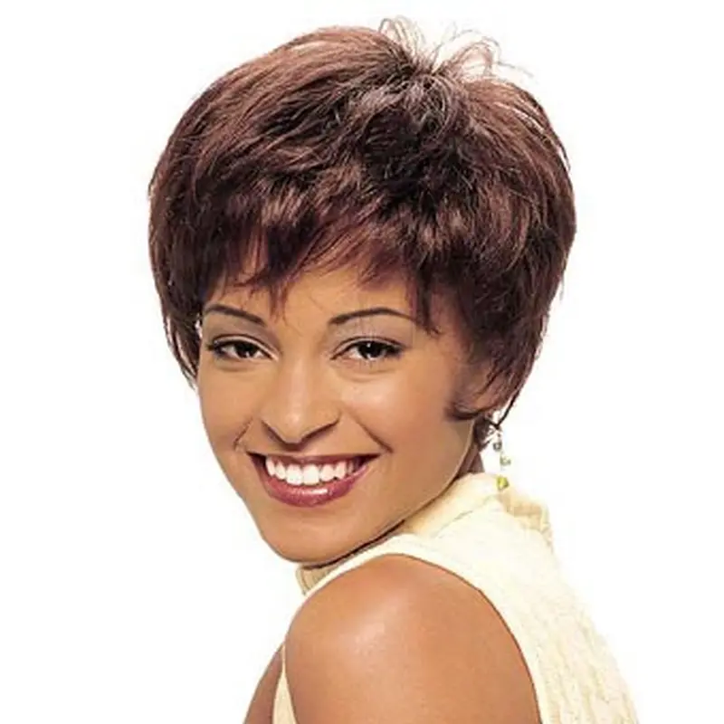 Stylish Auburn Straight Cropped African American Wigs