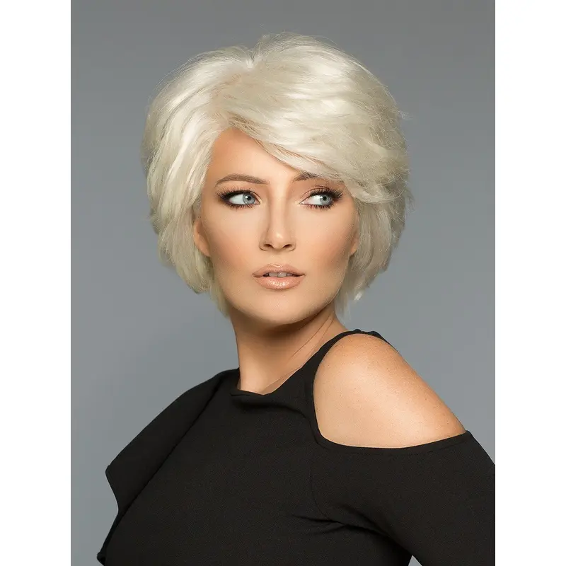 Wavy White Layered Human Hair Wigs