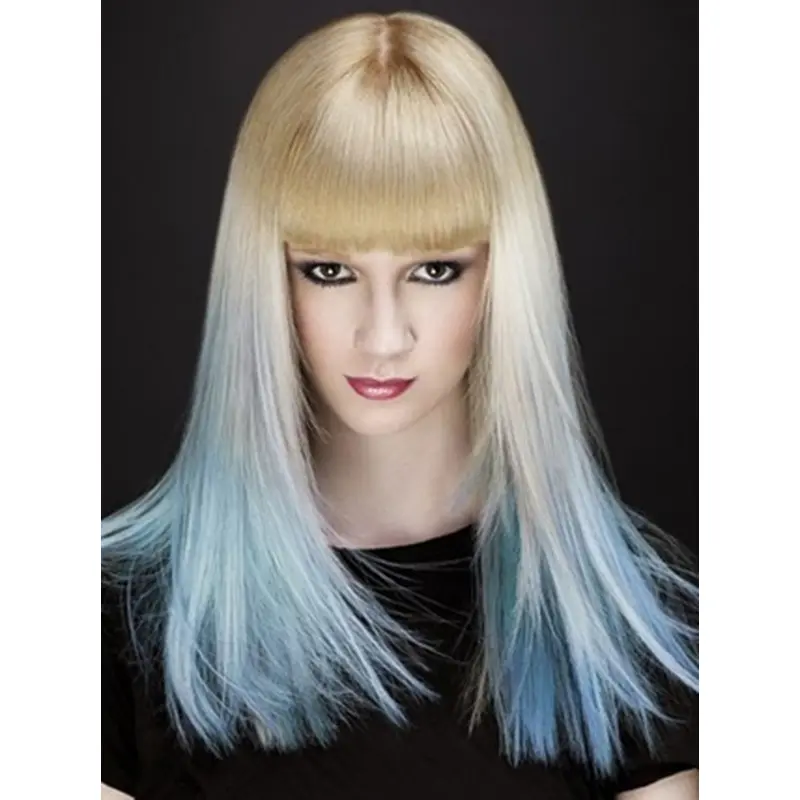 20 Inches Straight Blonde to Blue 100% Human Hair Ombre Wigs