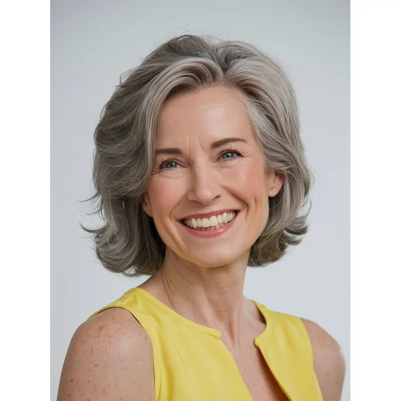 Ash Grey Wig Wavy Synthetic Lace Front 10" Bobs Chin Length Wigs
