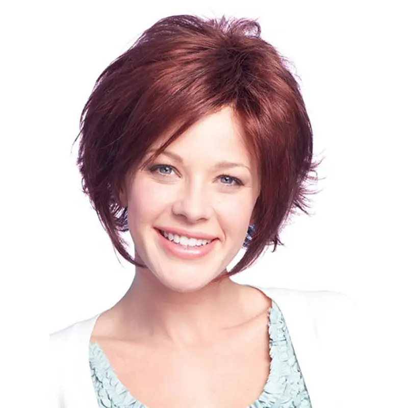 Comfortable Auburn Lace Front Chin Length Remy Human Lace Wigs