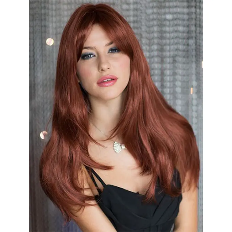 Incredible Auburn Straight Synthetic Long Wigs