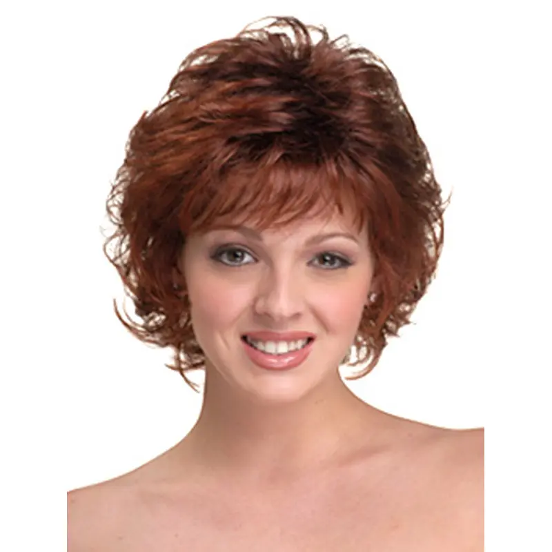 Perfect Auburn Curly Chin Length Wigs