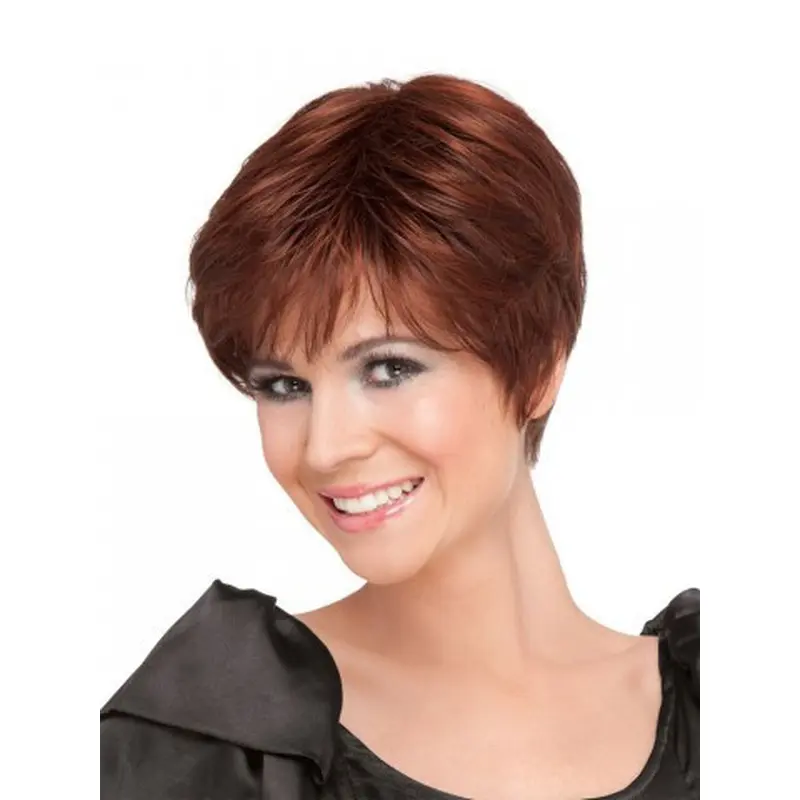 Red Comfortable Boycuts Straight Wigs For Cancer