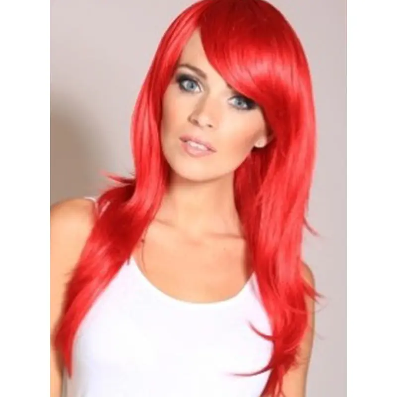 Red Long Wavy Lace Front Synthetic Wigs