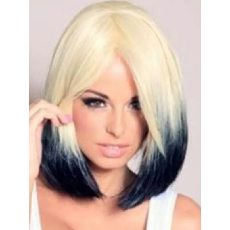 Straight Lace Front Blonde 100% Indian Remy Hair Ombre Wigs