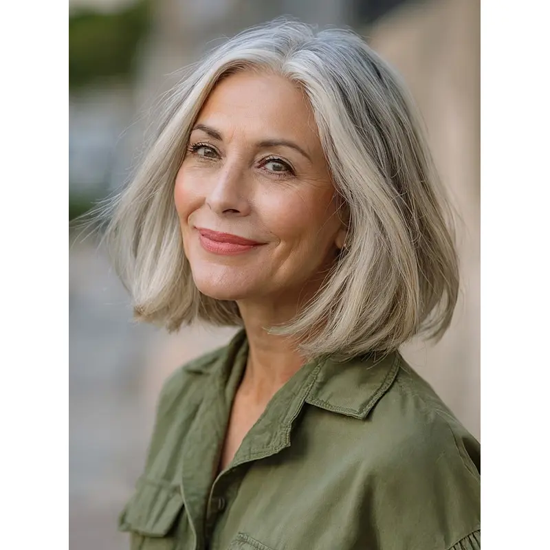 Women Grey Wigs Monofilament Synthetic 10" Bobs Wigs
