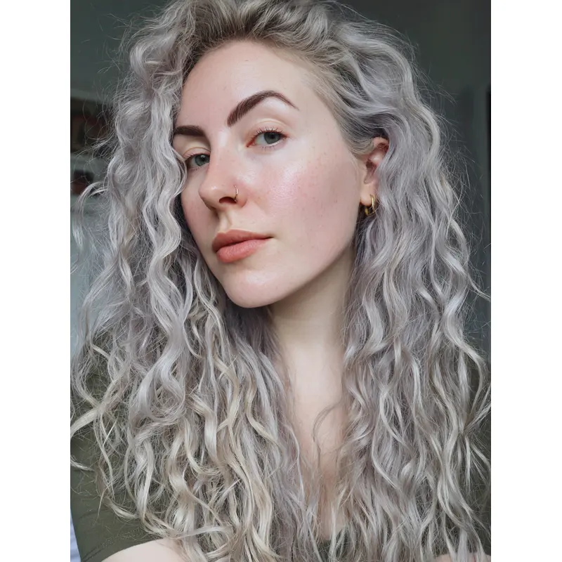 Womens Grey Wigs Monofilament Curly Long 20" Wigs