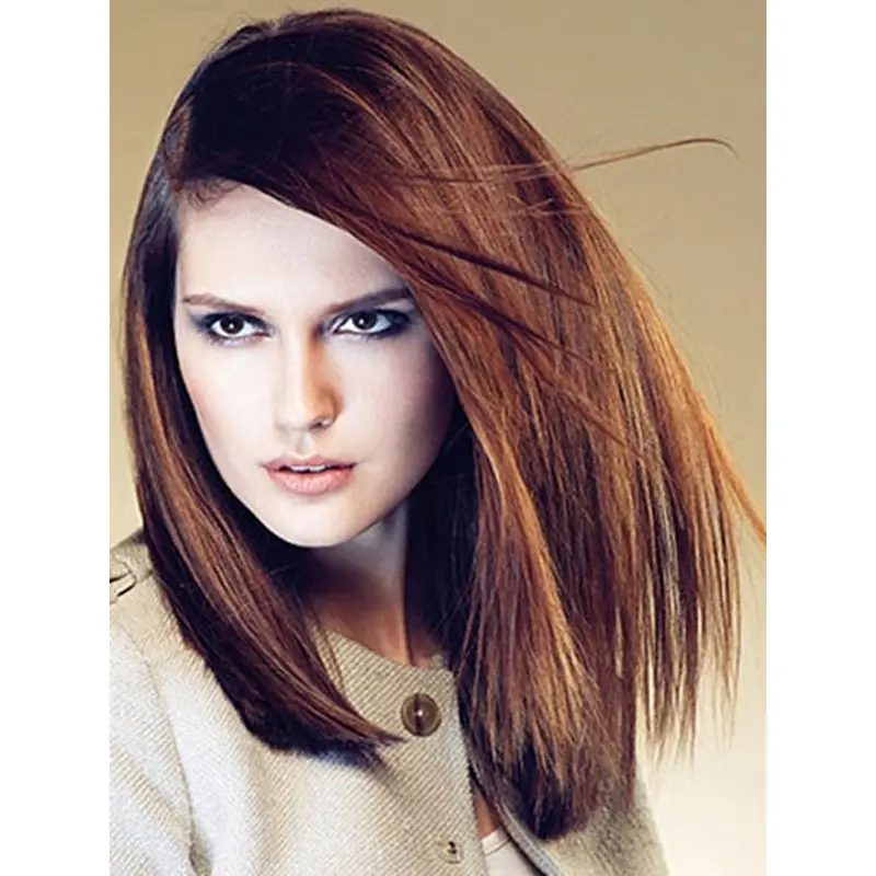 Graceful Auburn Straight Remy Human Hair Long Wigs