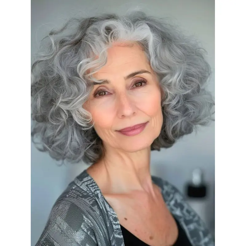 Grey Wig Bob 12" Chin Length Lace Front Remy Human Hair Wigs