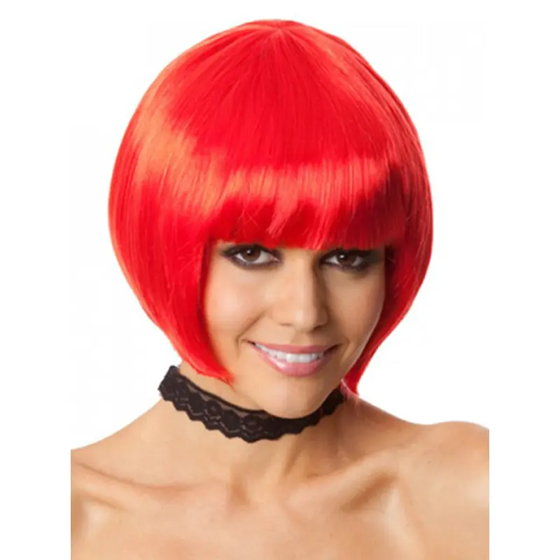 New Arrived Red Bobs With Neat Bangs Synthetic Wigs