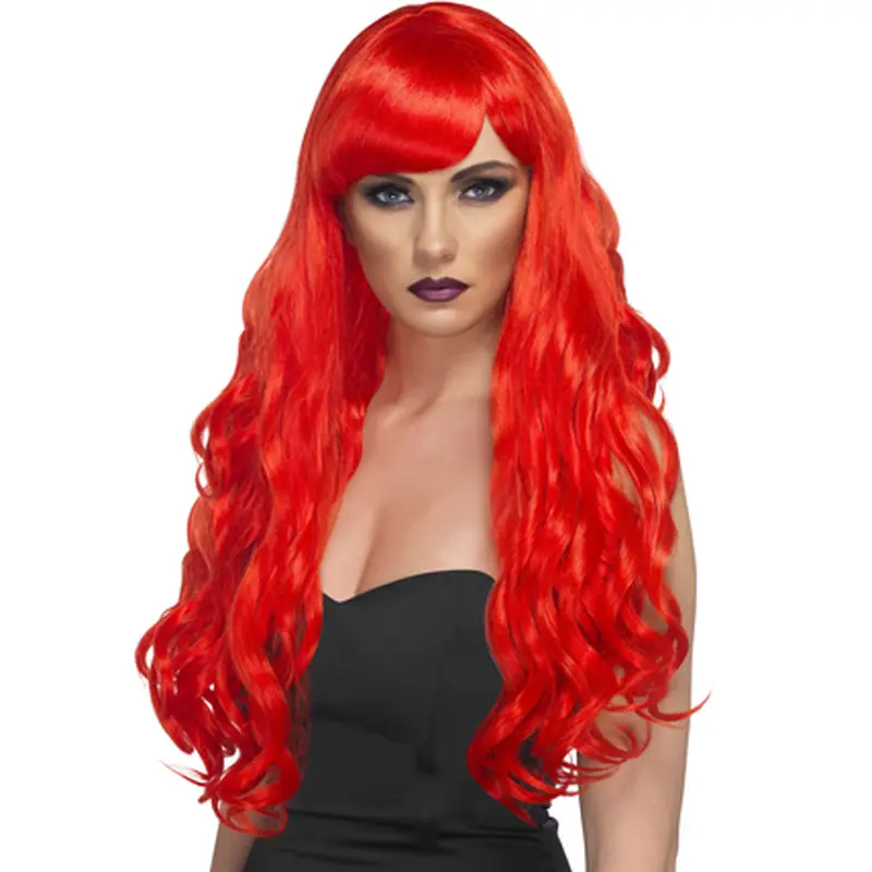 Sexy 24 Inches Long Wavy Lace Front Red Synthetic Wigs