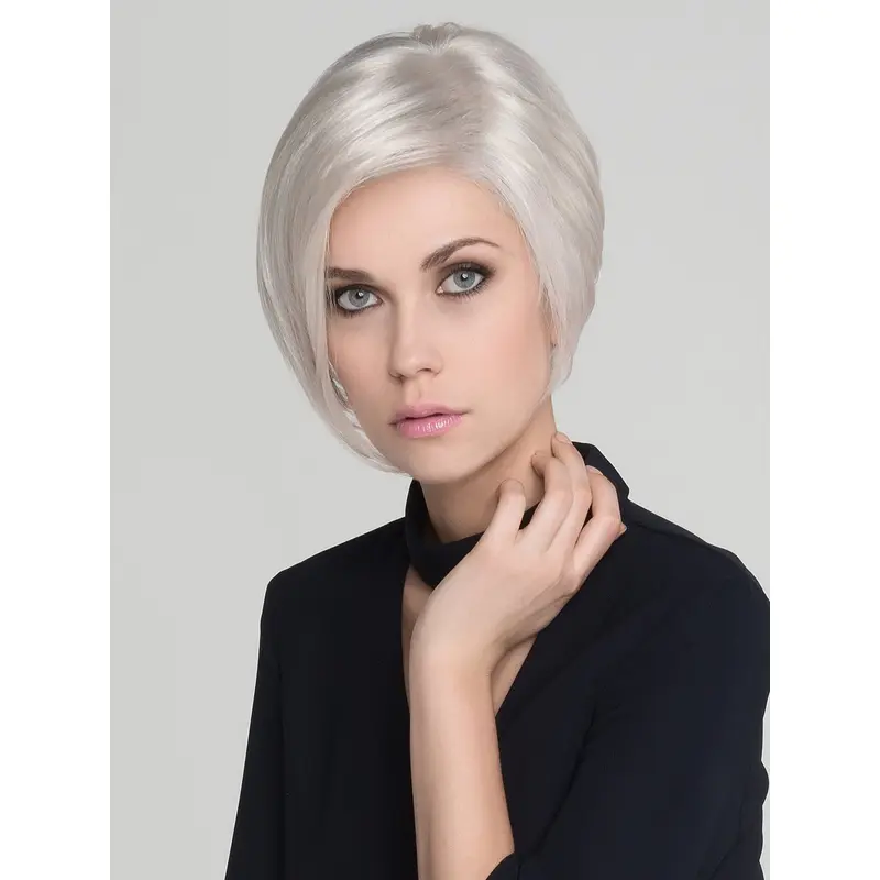Straight White Without Bangs Mono Synthetic Wig