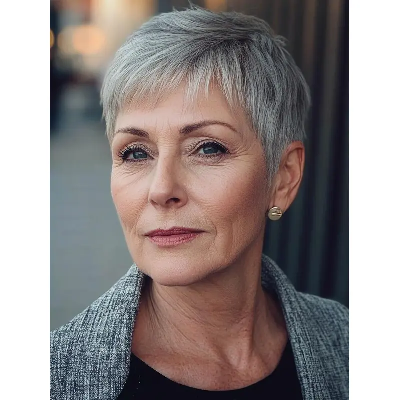 Wig Grey Hair Monofilament Straight Cropped 4" Wigs