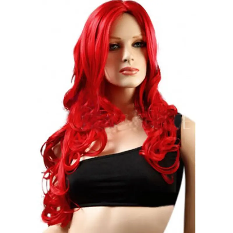 Classic Red Long Wavy 22 Inches Lace Front Synthetic Wigs