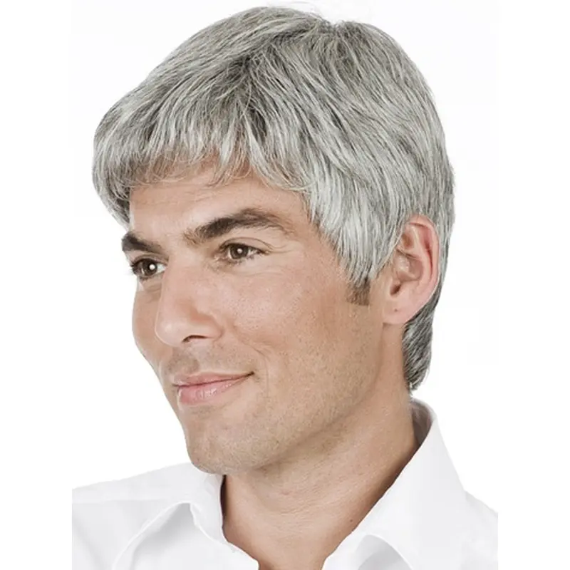 High Quality Straight Hand Tied Short Men Wigs