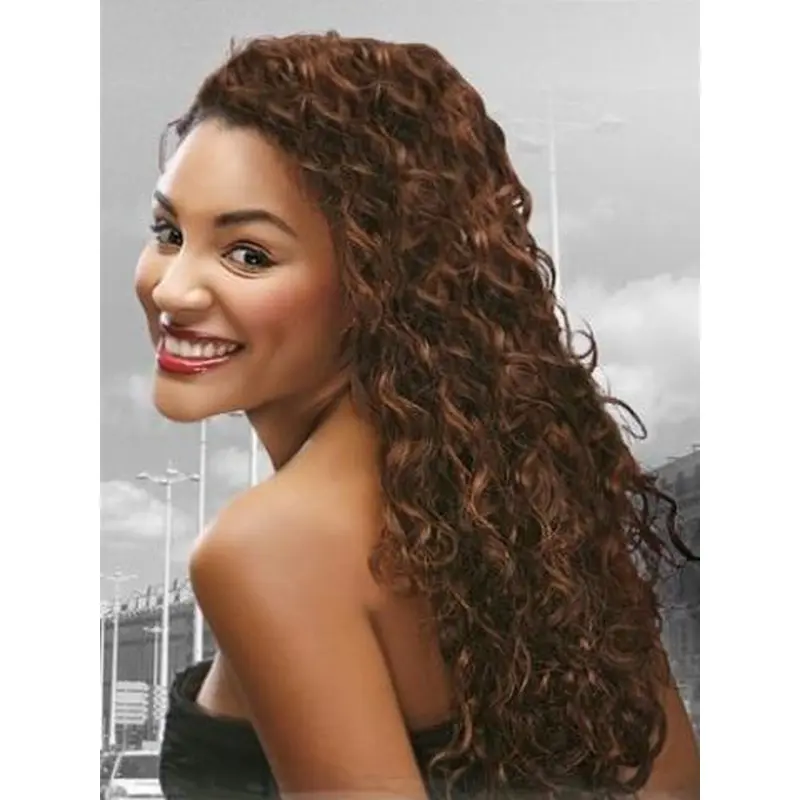 Sleek Auburn Curly Long Human Hair Full Lace Wigs