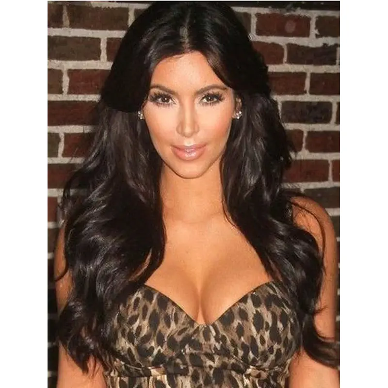 Lace Front Long Black Wavy Without Bangs Kim Kardashian Wigs