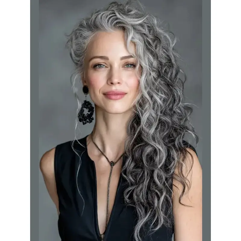Silver Grey Wigs Sale Remy Human Hair Monofilament 20" Curly Wigs
