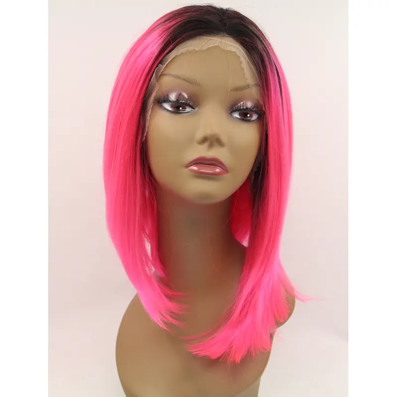 Synthetic Lace Front 13" Straight Red Without Bangs Chin Length Wigs