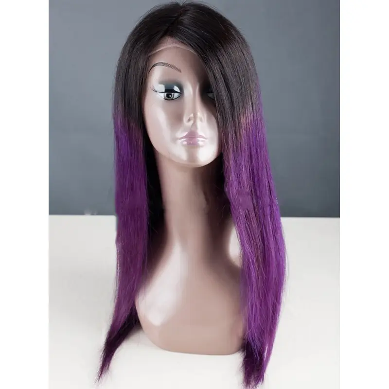 18" Long Straight Full Lace Ombre Wigs Without Bangs 
