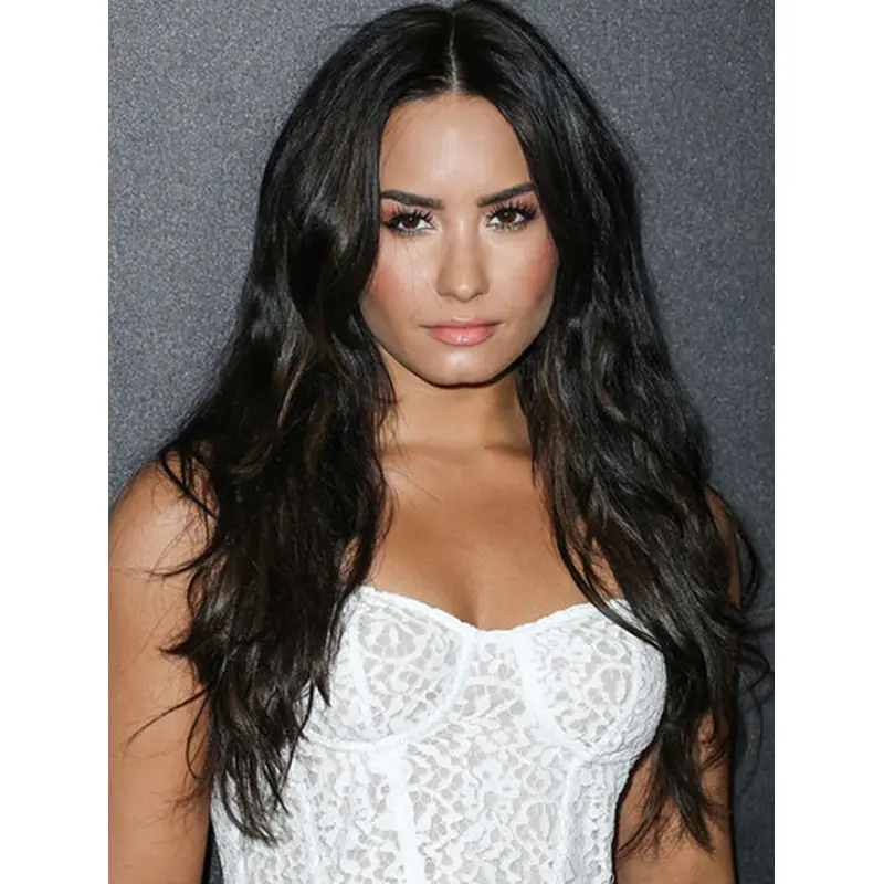 22" Lace Front Long Black Without Bangs Demi Lovato Wigs