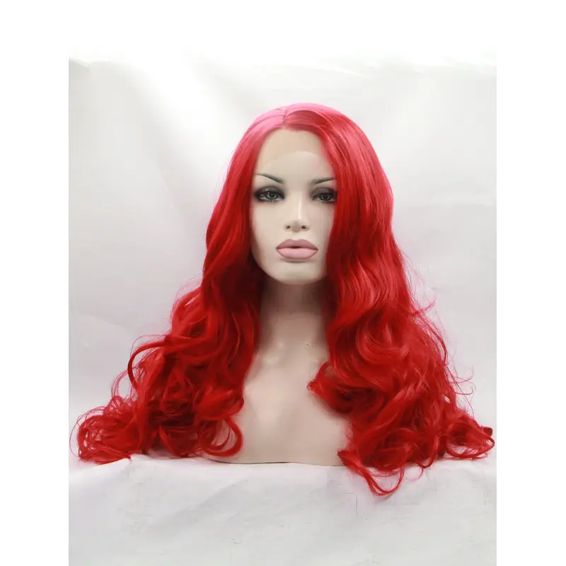 27" Curly Synthetic Red Without Bangs Long Lace Front Wigs