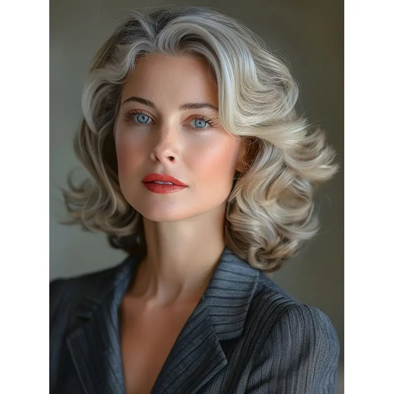 Bob Grey Wig Remy Human Hair Monofilament 14" Wigs