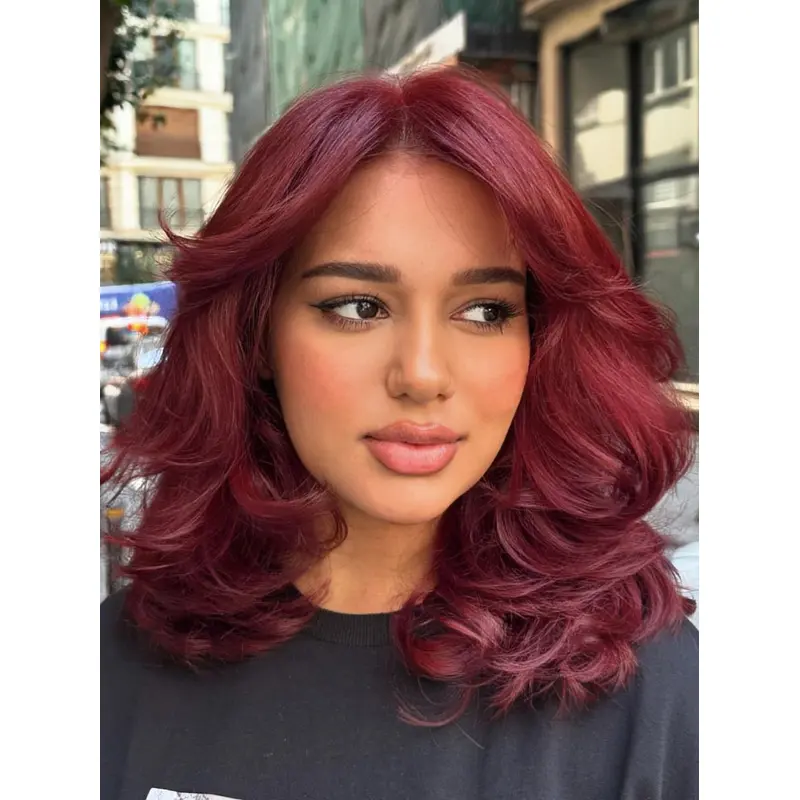 Long Red Wig Synthetic 16" Wavy Monofilament Wigs