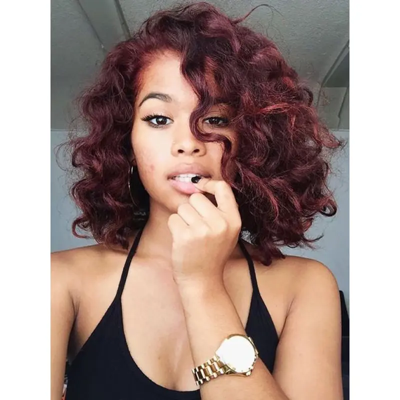 Bob Style Wigs For African American 12" Synthetic Curly Wigs